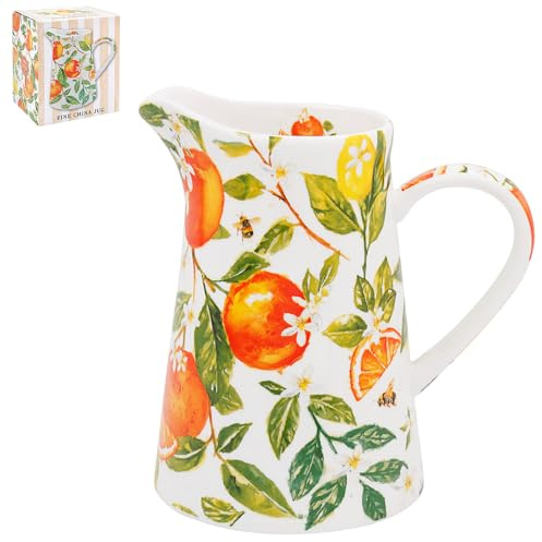 The Leonardo Collection Jennifer Rose Oranges & Lemons Jug 500ml | Fine China Construction, Citrus Artwork, Versatile Pouring, Beautiful Dining Table Accent
