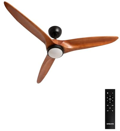 CREATE / WIND CENTURY M/Ventilador de techo con luz negro madera oscura con mando / 40W, programable, Ø132 cm, 6 velocidades, función verano-invierno, luz led 3 temperaturas