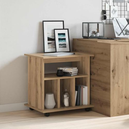 Tonture Rullcontainer Artisan-ek trämaterial 60 x 45 x 60 cm med låda och fack, mobilt arkivskåp med förvaringsutrymme, låsbart, perfekt som universalskåp för kontor, vardagsrum och verkstad