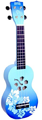 Mahalo Ukuleles MD1HB Bub Hibiscus Flower Ukulele Blue Burst Sopran