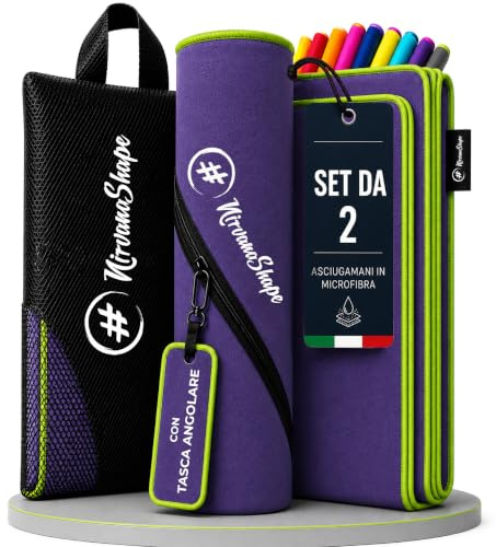 NirvanaShape Mikrofaser Handtuch, Microfaser Handtücher leicht, kompakt als Badetuch, Reisehandtuch, Strandtuch, Sporthandtuch, 2er Set XL+S 200 x 100 + 60 x 40 cm