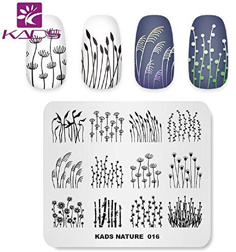KADS Nail Art Stamping Plate Blatt Maniküre Vorlage Image Nagel-Design-Tool | Naturmotiv mit Blumen- und Blattdesign (NA016)