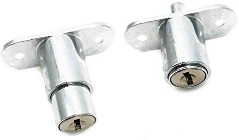 XMHF Push Plunger Lock, 19mm Cylinder Zinc Alloy Chrome Finish, 2Pcs, Keyed Different