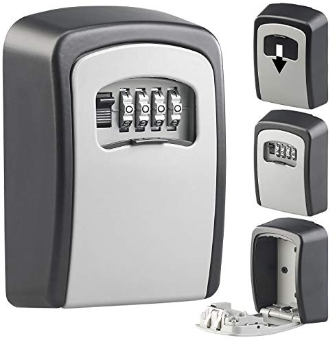 Xcase Kleiner Schlüsseltresor: Mini-Schlüssel-Safe zur Wandmontage, 1-mm-Aluminium, Zahlenschloss (Schlüsselsafe für 1 Schlüssel, Wand Safe, Code)