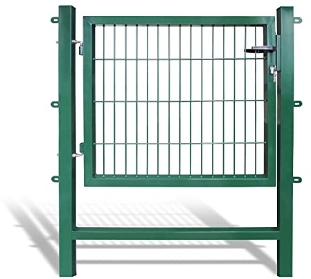 Arvotec Gartentor Easy (kein ausrichten der Pfosten notwendig durch Querverbindung !), BxH 1000 x 800 mm, grün - Tor für Doppelstabmattenzaun - komplett mit Pfosten, Montagematerial & Schloss