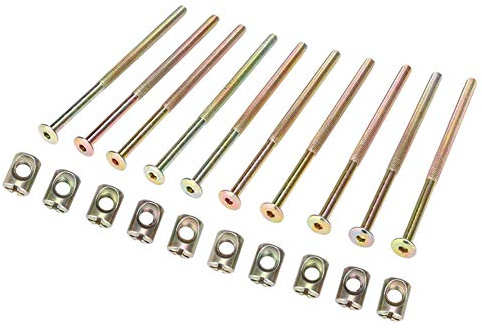 10 STÜCKE M6 120mm Möbelschrauben Kohlenstoffstahl Möbelschraube mit 6mm Tonnenmuttern Verbindungselement für Zusammenfügen Holzplatten Schränke Schränke