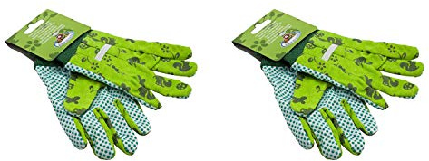 Esschert Design KG110 Kinder-Gartenhandschuhe, mit Noppen, Gemustert, grün (2 Paar)
