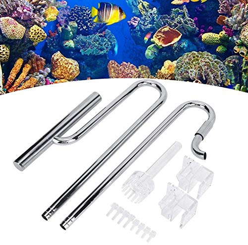 Pssopp Aquarium Edelstahl Einlauf Auslauf Rohroberflächen Skimmer, Aquarium Filterrohr Edelstahl Zufluss Abfluss Rohre Aquarium Rohroberfläche Kein Skimmer(16mm)