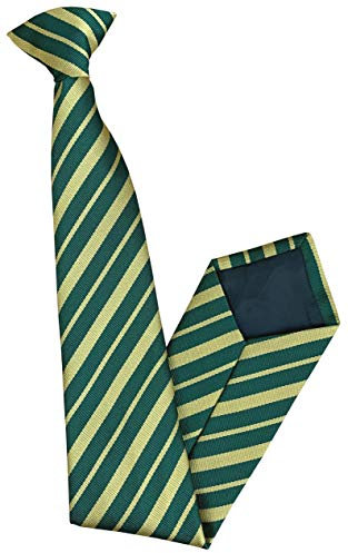Botella verde y oro rayas clip en el cuello corbata