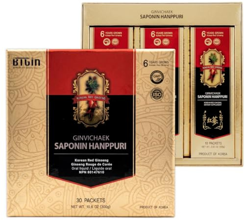 BTGIN Saponin Hanppuri Everyday Estratto di Ginseng Rosso Coreano Panax in Stick - Integratore Liquido ad Alta Potenza 3000mg - Energia e Supporto Immunitario Senza Caffeina - 30 Bustine