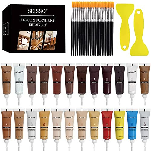 SEISSO 24 Stücke Möbel Reparatur Set, Holzmöbel Reparaturlacke für Möbel Kratzer, Flecken, Holzböden, Furnier und Laminat, Schreibtische, Holz Reparatur Set