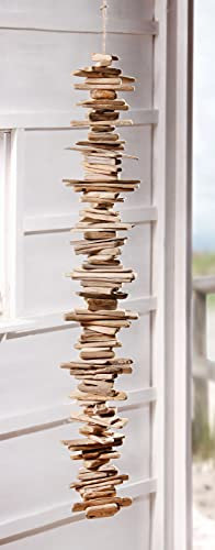 Dekoleidenschaft Girlande Strandgut aus Treibholz, 90 cm hoch, Natur Holzgirlande für Draußen, Hängegirlande, Deko für Wohnzimmer, Balkon & Garten, Dekohänger, Outdoor Haustür Türdeko, Hängedeko