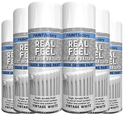 Classic Signature - 6 x Real Feel Vintage White Radiator Spray 400ML Spray for Interior & Exterior Tough, Protect Against Rust Durable Finish