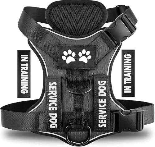 Harnais Chien Anti Traction, Réfléchissant Respirante, avec Attache Devant et Poignée Contrôle Sécurité, Harnais pour Chiens Petits, Moyens et Grands