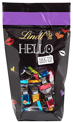 Lindt Hello Mini Stick Mix Beutel, 4 Sorten gefüllte Alpenvollmilch, Geschenk, Schokolade, 600 g