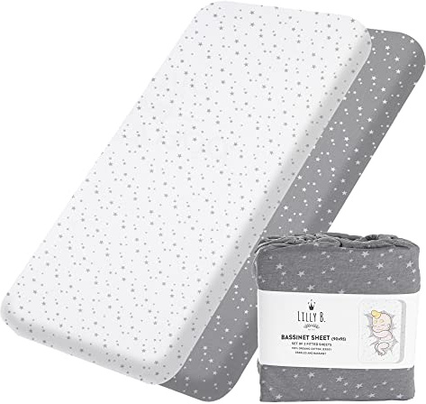 Lilly B. - Next to Me Crib Sheets |100% Organic Cotton 2 Waterproof - Cot Bed Sheets |Use as Mattress Protector |Compatible with Next to Me Crib, Moses Basket & Travel Cot| Moses Basket Sheets,90x55cm