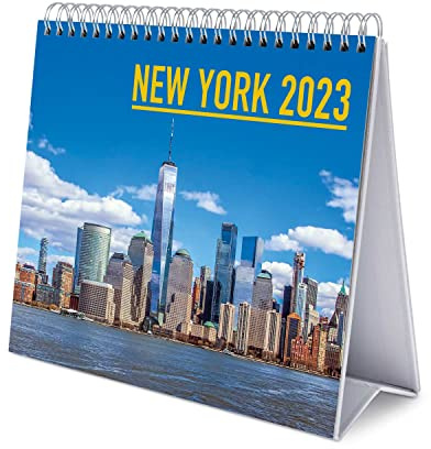 Grupo Erik skrivbordskalender 2023 – New York kalender 2023 bordskalender – bordskalender 2023 liggande format – bordskalender 2023 att ställa in – FSC-certifierad – officiell licens