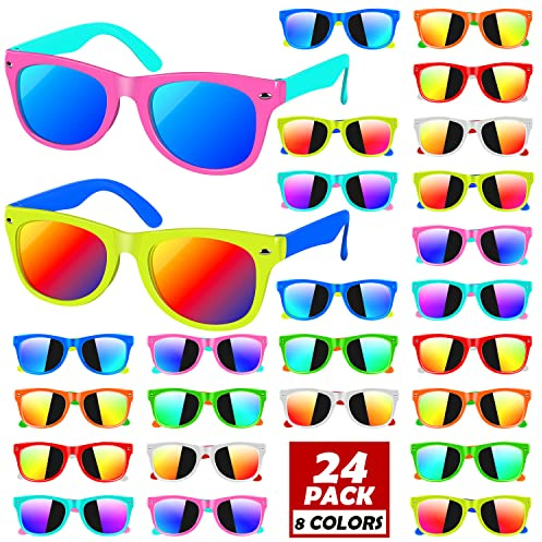 OLIKER Kinder-Sonnenbrille, Großpackung, Kleinkind-Sonnenbrille mit UV400-Schutz, Kinder-Sonnenbrille, Partyzubehör für Jungen und Mädchen, Alter 3–8 Jahre, 24er-Pack Kinder-Sonnenbrillen, 5W x 1.6H