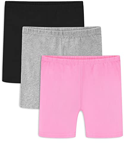 Auranso Pantaloncini da ciclismo per ragazze Cartwheel traspiranti e di sicurezza da motociclista sotto il vestito pantaloncini da ballo, Nero-rosa-grigio, 7-8 Anni