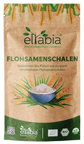 Bio Flohsamenschalen Pulver 200g | 99% Reinheit Flohsamen Schalen gemahlen | Premium Rohkost Qualität aus Indien | Vegan