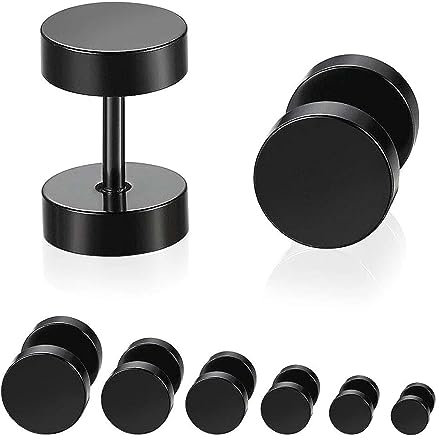JITNGA 6 Paar Fake Plugs Ohrringe Aus Edelstahl, 5-10Mm Creolen Tunnel, Ohrschmuck Für Männer, Herren, Jungen Und Damen, Nickelfrei (Schwarze)