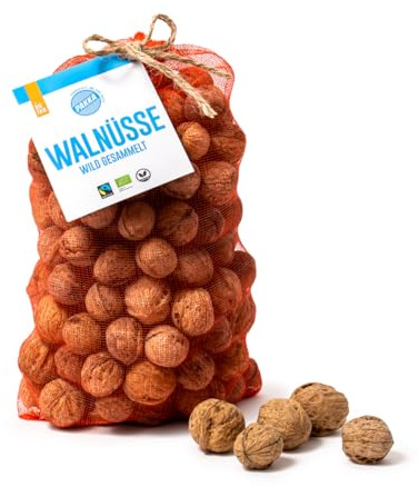 PAKKA - Bio Fairtrade Premium aromatische rohe knackige wilde Bergwalnüsse in Schale 1,7g, kleine leckere Walnüsse mit Schale, wildgesammelt direkt von Kleinbauern aus Samarkand in Usbekistan 1700g