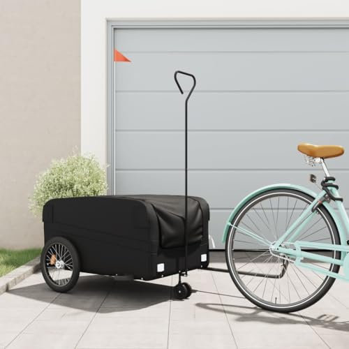LAPOOH Cykeltrailer svart 45 kg järn, cykel lastvagn, cykelvagn, cykelsläpvagn transport (SPU: 94066)