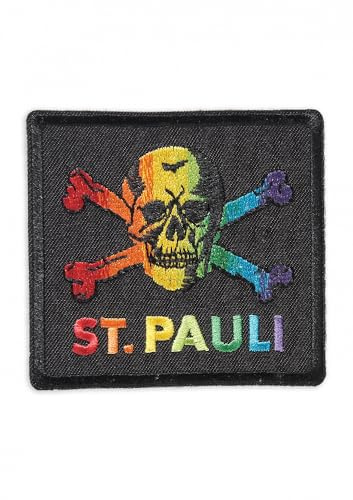 FC St. Pauli - Totenkopf Regenbogen, Aufnäher 8 x 7,5 cm