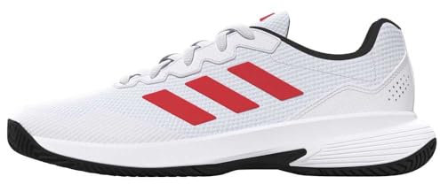 adidas Herren Gamecourt 2.0 Tennis Shoes, FTWR White/Lucid red/core Black, 47 1/3 EU
