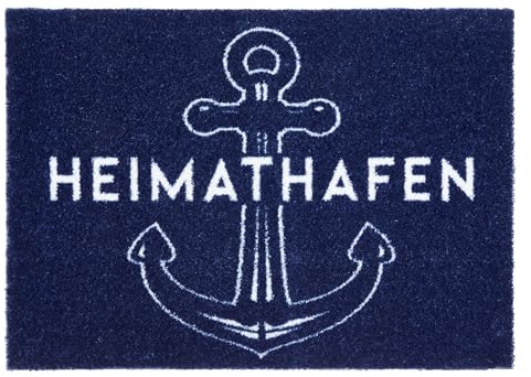 Hochwertige Brush Fussmatte Haustür - Heimathafen Anker 50x70cm rechteckig | Rutschfeste Schmutzfangmatte wetterfest außen Fußmatte innen waschbare Türmatte robust Eingangsbereich Bürstenmatte langlebig