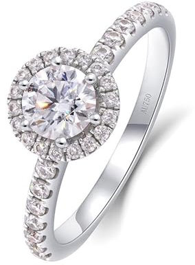 Skcess 14 Karat Weißgold Wedding Ring Weiß Erstellter Diamant Runden, Eternity Ring Runde Form mit 0,5 Karat Diamant Ringe Frauen Größe 56 (17.8)