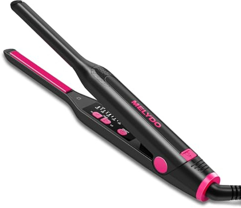MELYDO Small Flat Irons for Short Hair, 3/10 Pencil Flat Iron with Adjustable Temp Mini Hair Straightener for Edges Pixie Cut and Bangs, Tiny Hair Straightener with Floating Plates, Auto Shut Off