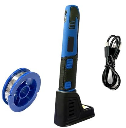 MZZYG Kit Saldatore Kit Saldatore A Batteria 4V con Batteria agli Ioni di Litio A Calore Rapido da 1500 mAh Kit Saldatore Elettronico A Stagno Strumento di Saldatura Portatile(Blue)