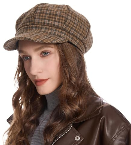ZLYC Damen Winter Ballonkappe Klassische Schirmmützen Flat Cap | Ballonmütze mit Visor für Herbst Winter