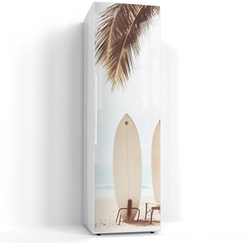 DEQORI Magnetfolie für Kühlschrank 60x200 cm | Motiv Surfparadies | dekorative Magnetmatte Gefrierschrank Schutz | Magnet Deko-Folie selbstklebend, magnetisch & beschreibbar