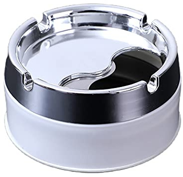 X-Institute PP+Stainless Steel Ashtray Round Windproof Ashtrays With Rotating Lid For Home Garden Outdoor Indoor Portable Office Sealing Ashtray Accessory