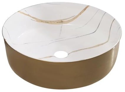 Lavandino da appoggio per lavabo Lavandino da bagno Lavandino da appoggio rotondo in marmo Gouden Lavandino in ceramica Lavandino da bagno per appartamento d'albergo Lavandino da appoggio per bagno