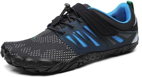 SAGUARO Unisex barfotaskor, utomhus, tåskor med bred tåbox och Zero-Drop sula, storlek 36–48, Marinblå, 46 EU