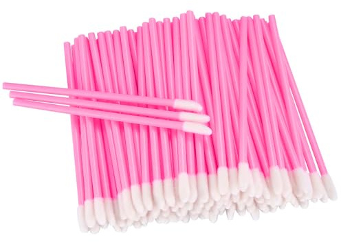 VIVIIHOO 100 Pezzi Pennello Labbra Monouso, Pennello Trucco Rossetto, Pennello Sopracciglia Kit Attrezzi di Bellezza (rosso rosa)