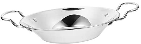 HOLIDYOYO Plancha Wok De Acero Inoxidable Wok Para Cocinar Casa Sartén Redonda De Doble Asa Para Freír Alimentos