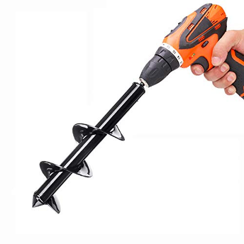 Wopanxye Earth Auger Drill, 8x30cm Fence Post Hole Auger Spiral Drill Bit, Heavy Duty Bulb Planter for Rapid Garden Planting, Flower, Umbrella, Ice Hole Digger, Compatible with 3/8 Hand Drill Tool
