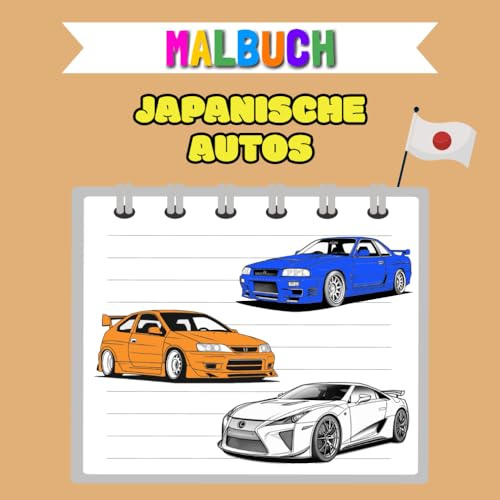 Malbuch - Japanische Autos: 40 Zeichenvorlagen für Kinder und Erwachsene