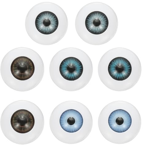 PATIKIL 24mm Safety Eyes, 8 Pcs Realistic Acrylic Eyes Plastic Half Eyeballs for Masks Halloween Props Art Craft, Light Blue/Blue Gray/Dark Blue/Dark Brown