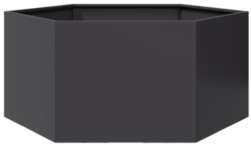 Fasba Hochbeet Gartenbeet Pflanzbeet Frühbeet Pflanzkübel Pflanzkasten Blumenkübel Gemüsebeet Blumenkasten Schwarz Sechseckig 104x90x45 Stahl