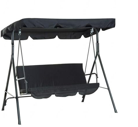 TYBEITAO Tela Oxford Recubierta De Plata 600D Toldo Balancin De Jardin Resistente ai Viento Y ai Desgarro Cubierta para Columpio De Hamaca,Black-164 * 114 * 15cm