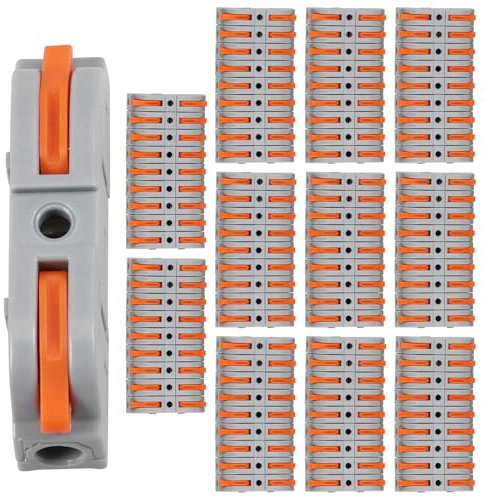 Set di 100 morsetti di collegamento, 0,2 – 4 mm², morsetto con leva di comando, blocchi di collegamento elettrici, connettori passanti per cavi fissi