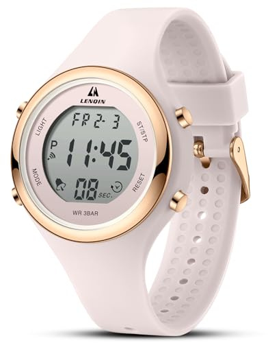 Uhr Damen Digitale Armbanduhr Damen 3ATM Wasserdicht Sport Stoppuhr | Silikonarmband mit Licht/Datum/Woche/Monat
