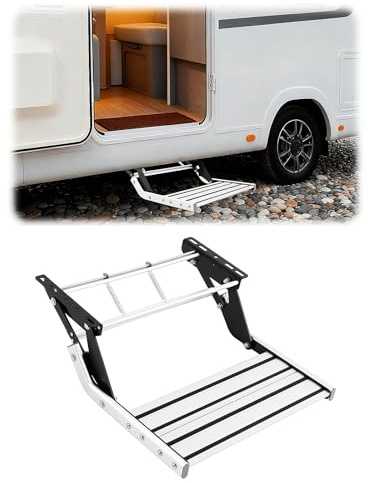HUOMMGS Wohnmobil Stufen Aluminiumlegierung Wohnmobil Trittstufe Faltbar Wohnwagen Trittstufe Bis 150KG Wohnwagen Treppe Modern Rechteckig RV Schritt Manuelle Wohnmobilstufe mit Zubehörteile für LKWs