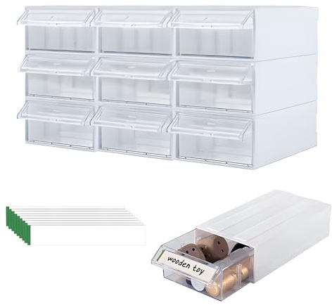 9 Stück Desk Aufbewahrungsbox mit 9 Schubladen, Büro Organizer Plastic mit Schubladen Stapelbar, Aufbewahrungsbox mit Schublade für Schreibwaren und Anderes Bürozubehör Gegenstände