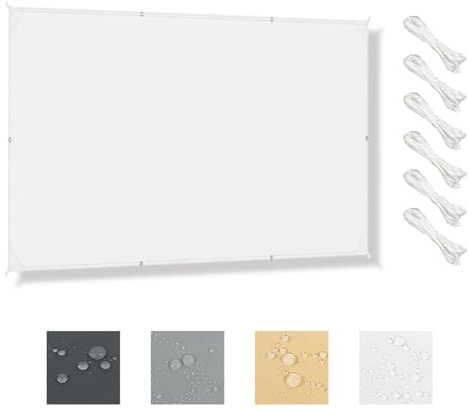 HENG FENG Vela Ombreggiante Rettangolare 3x4m, Bianco | Tenda a vela per esterno con occhielli e corda inclusi, Protezione UV 95%, PES 160g/m² resistente per Giardino,Terrazza